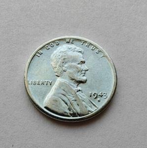 1943 Steel Penny Lincoln Wheat Cent Collectible