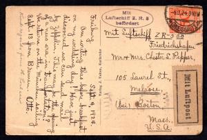 1924 Graf Zeppelin Postcard from Germany to U.S