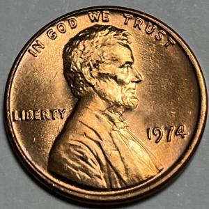 1974 BU Penny No Mint Mark Die Crack
