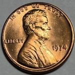 1974 BU Penny No Mint Mark Die Crack