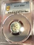 1943-S Steel Lincoln Penny PCGS MS65 Toned