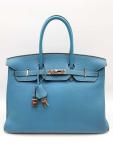 Hermes Birkin 35 Bleu Jean Handbag with Palladium