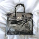 Black Hermes Porosus Crocodile 35cm Birkin Bag