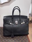HERMES BIRKIN 35 Black Leather Bag with Palladium Hardware