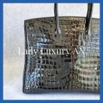 Black Hermes Porosus Crocodile 35cm Birkin Bag