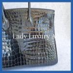 Black Hermes Porosus Crocodile 35cm Birkin Bag
