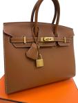 Hermes Birkin 25 Gold Epsom Leather Handbag