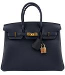 Hermès Birkin 25 Bleu Nuit Togo Leather Handbag