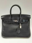 Hermes Birkin 25 Black Swift Handbag