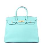 Blue Epsom Hermes Birkin Handbag with Gold Hardware