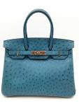 Cobalt Blue Ostrich Hermes Birkin 30 Handbag