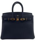 Hermès Birkin 25 Bleu Nuit Togo Leather Handbag