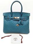 Cobalt Blue Ostrich Hermes Birkin 30 Handbag