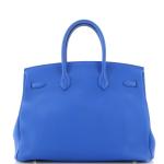Blue Togo Hermes Birkin Handbag with Gold Hardware