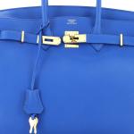Blue Togo Hermes Birkin Handbag with Gold Hardware