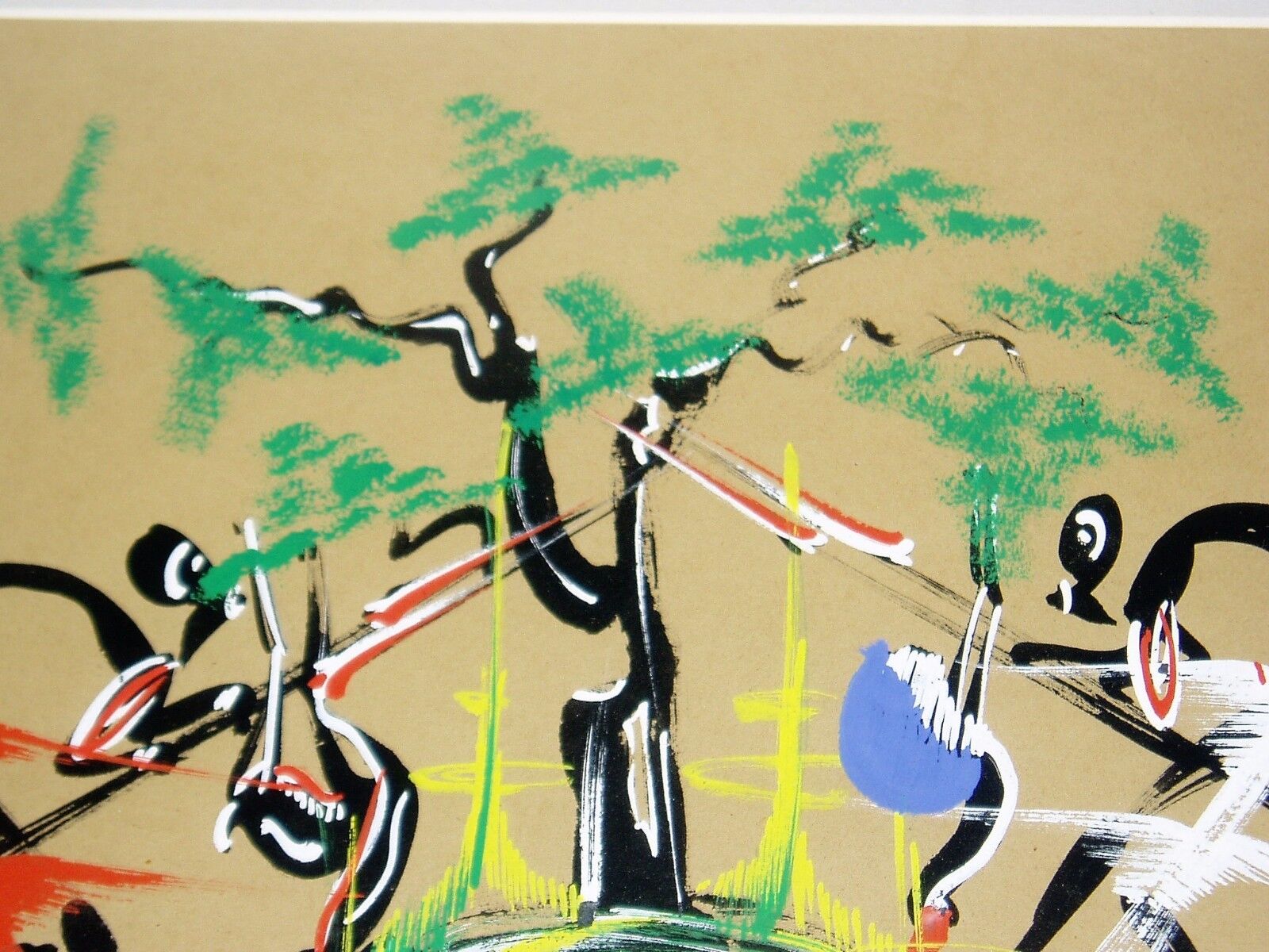 DC: Kenyan Tribal Art, Hunters Painting - Saga Collectibles