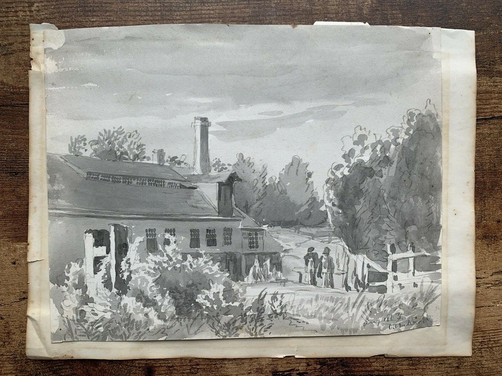 1863 Antique Watercolor Landscape Art Painting - Saga Collectibles