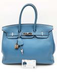 Hermes Birkin 35 Bleu Jean Handbag