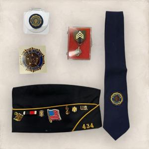 American Legion WWII Hat Pins and Stickers Bundle
