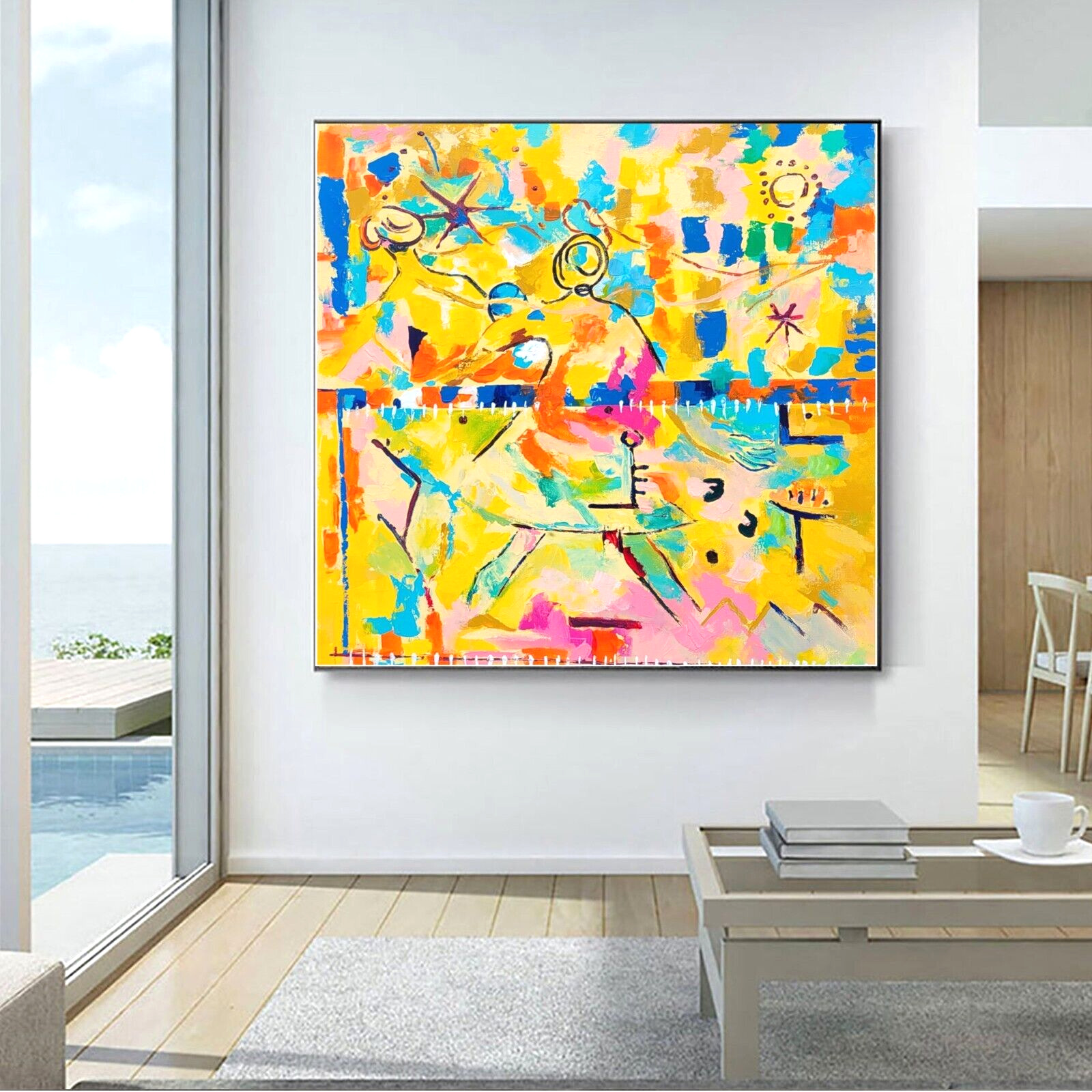 Abstract Caribbean Framed Canvas Giclee - $395
