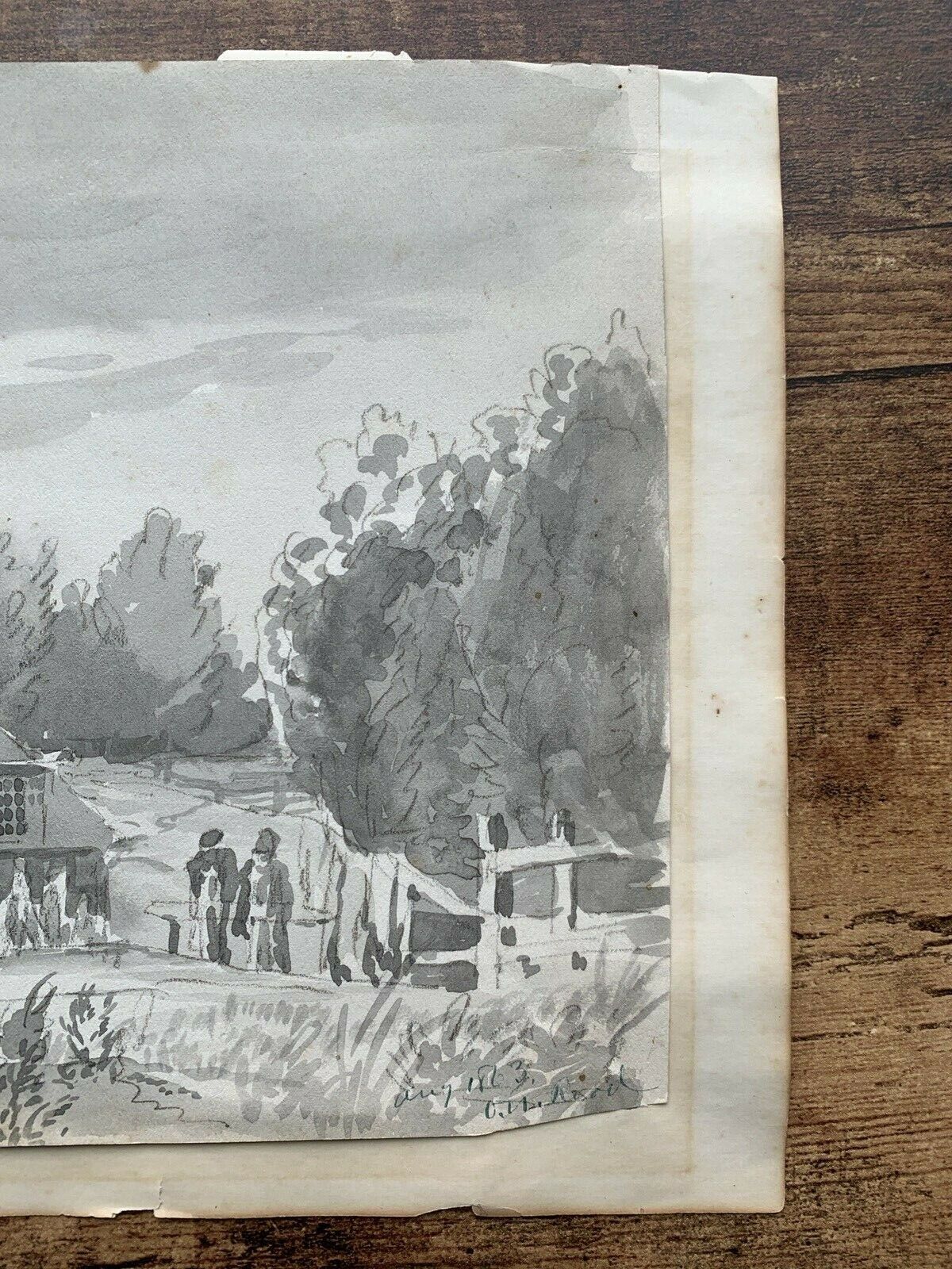 1863 Antique Watercolor Landscape Art Painting - Saga Collectibles