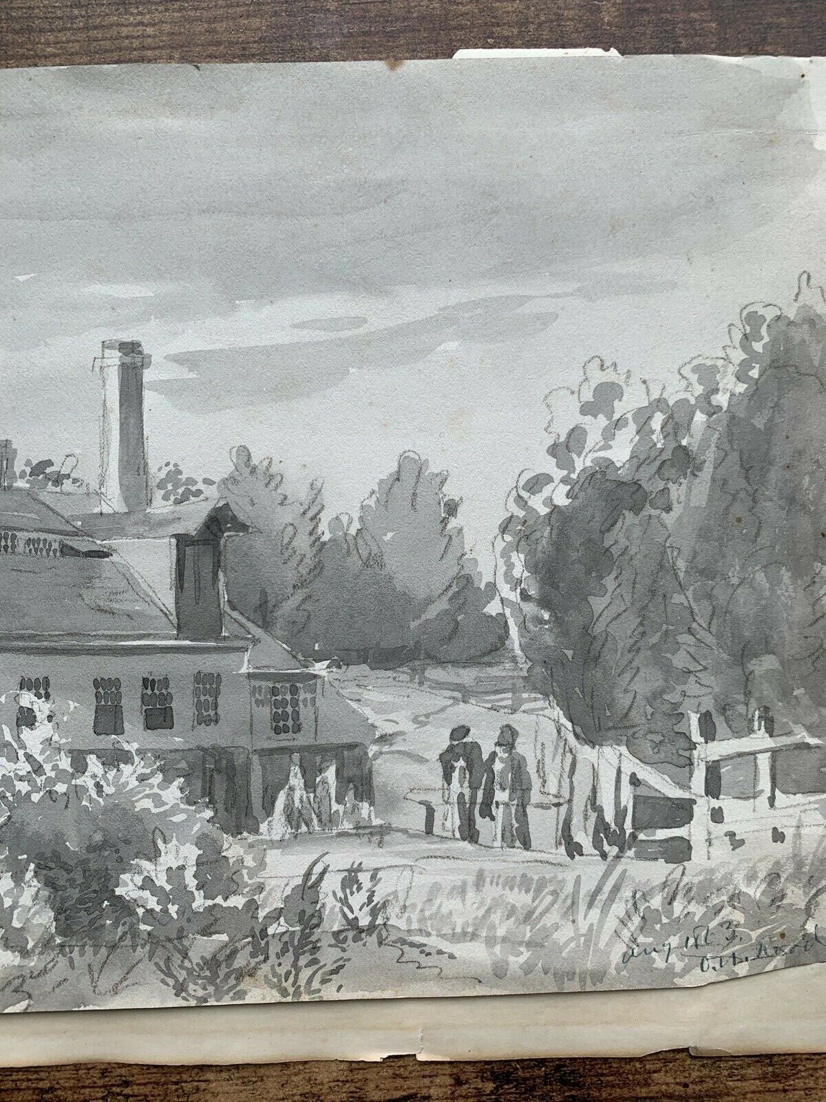 1863 Antique Watercolor Landscape Art Painting - Saga Collectibles