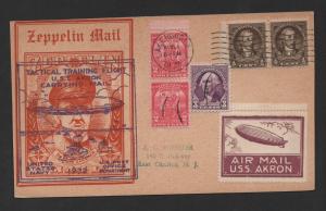 1932 USS Akron Training Flight Zeppelin Mail Card