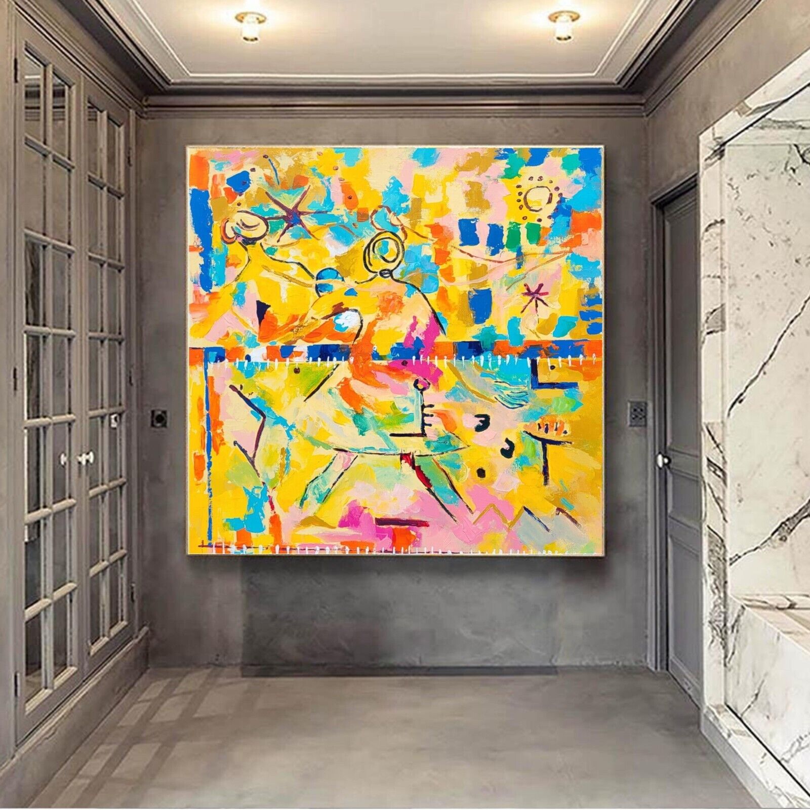 Abstract Caribbean Framed Canvas Giclee - $395