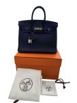 Blue Togo Leather Hermes Birkin 25 Handbag