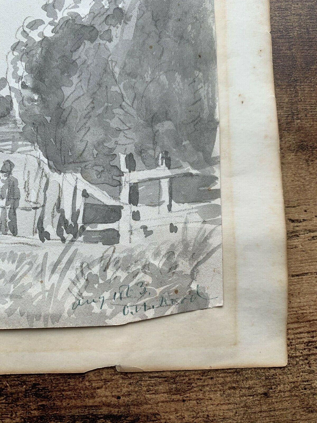 1863 Antique Watercolor Landscape Art Painting - Saga Collectibles