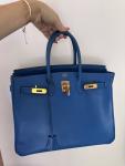 Hermes Birkin 35 Blue Hydra Leather Bag