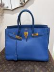 Hermes Birkin 35 Blue Hydra Leather Bag