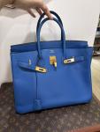 Hermes Birkin 35 Blue Hydra Leather Bag
