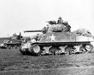 Sherman Tanks in Action WW2 8x10 Photo