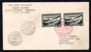 Liechtenstein to Germany 1931 Zeppelin First Flight