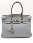 Hermes Birkin 30 Bleu Lin Gold Hardware Bag