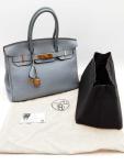 Hermes Birkin 30 Bleu Lin Gold Hardware Bag