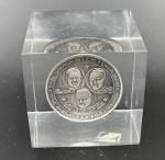 Apollo 11 Moon Landing Silver Medallion Paperweight