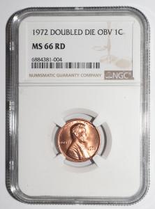 1972 Lincoln Cent Double Die NGC MS 66 RD
