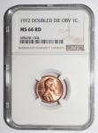 1972 Lincoln Cent Double Die NGC MS 66 RD