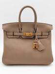 Hermes Birkin 25cm Gray Swift Gold Handbag