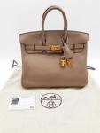 Hermes Birkin 25cm Gray Swift Gold Handbag