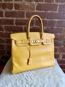Hermès Birkin 35 Jaune Courchevel Gold 1996