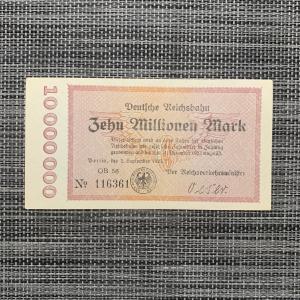 1923 German 10 Million Mark Banknote Collectible