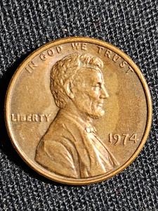 1974 Off-Center Penny with Die Crack