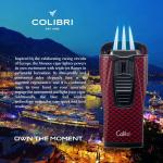 Colibri Monaco Triple Jet Flame Lighter - Red Carbon Fiber