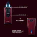 Colibri Monaco Triple Jet Flame Lighter - Red Carbon Fiber