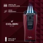 Colibri Monaco Triple Jet Flame Lighter - Red Carbon Fiber