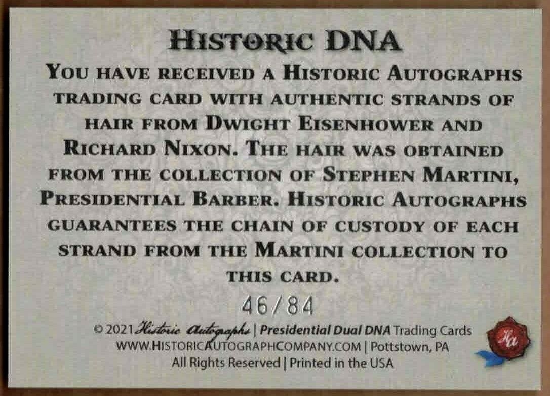 2021 Historic Autographs: Dwight Eisenhower Richard Nixon Relic