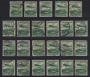 1936 Germany Zeppelin Collection - Great Cancellations